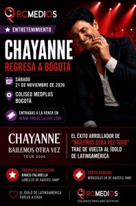 CHAYANNE REGRESA A BOGOTÁSábado 21 de Noviembre 2026,Coliseo MedPlus, Bogotá