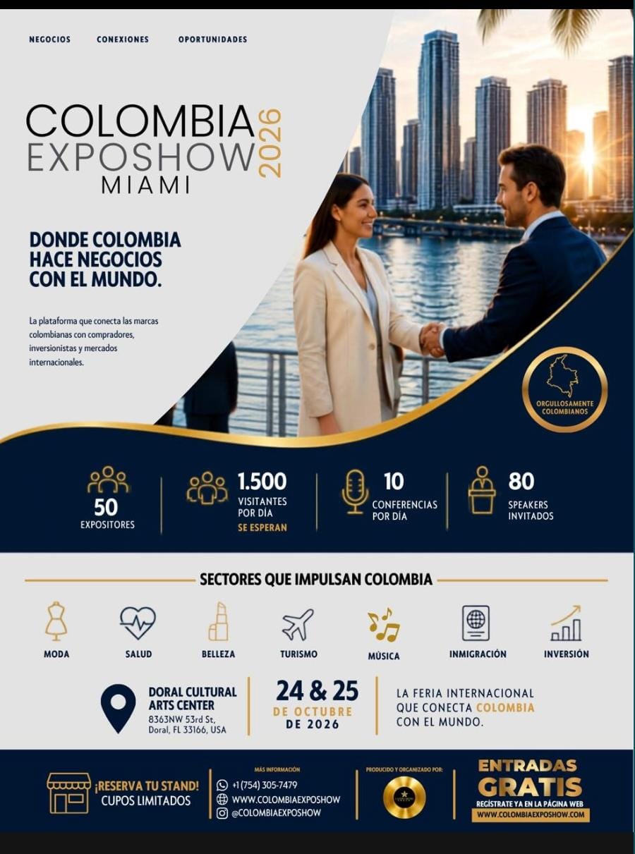 YA LLEGA A MIAMI COLOMBIA EXPOSHOW 2026, SEPARA TU STAND!