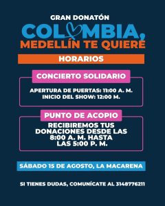 Medellín se une para ayudar a las familiasafectadas por el sismo con un granconcierto solidario en La Macarena