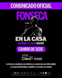 Fonseca estrena nueva casa: 24 de octubre en el Vive Claro Estadio