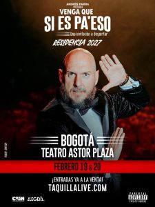 Andrés Parra regresa a Bogotá con la residencia de VENGA QUE SI ES PA’ ESO